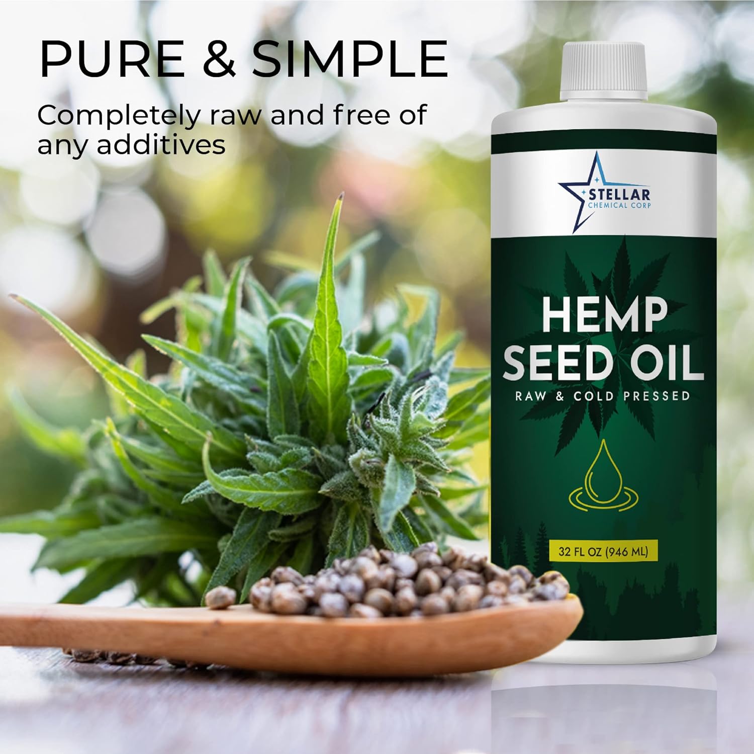 Organic Cold-Pressed Unrefined Raw Hemp Seed Oil